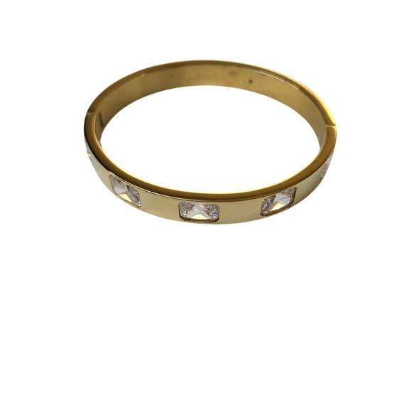 Michael Kors Gold Tone Baguetta Crystal Bangel Bracelet - Picture 1 of 9